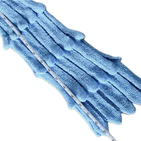 Light Blue Women's Open Knit Scallop-Trim Sweater - Picture 12 of 13